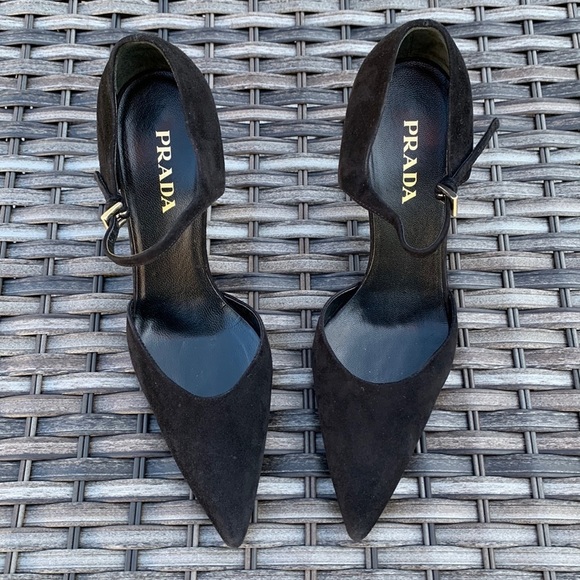 Prada Shoes - PRADA Black Suede Mary Jane Pumps